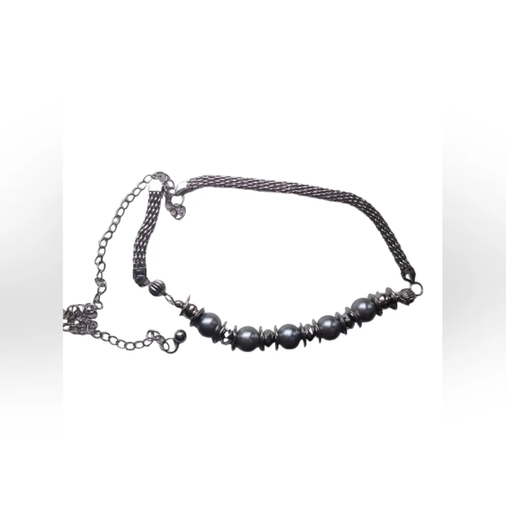 Silver Large Faux Pearl Waist Belt Skinny Chain